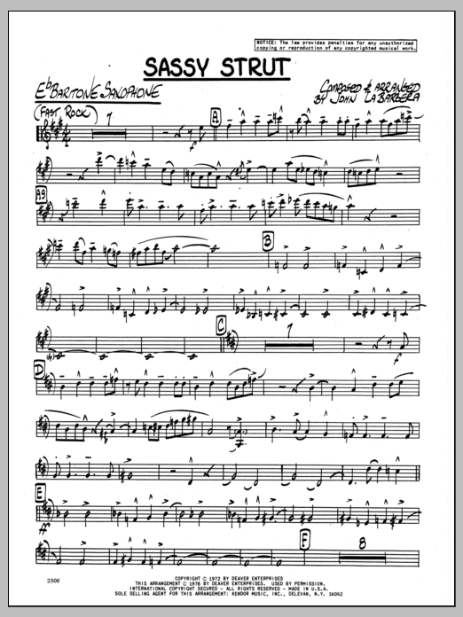 Download John LaBarbara Sassy Strut - Baritone Sax Sheet Music