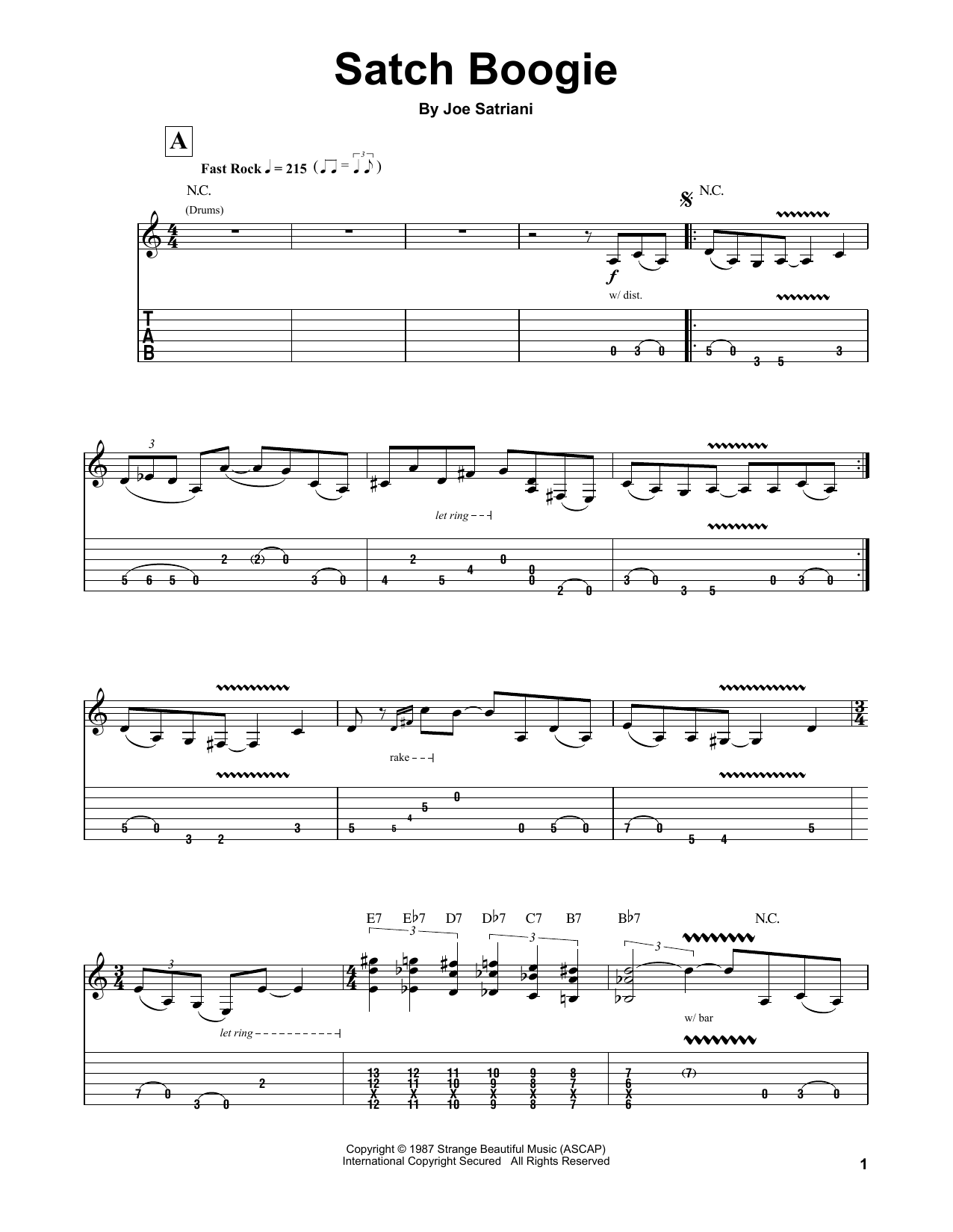 Download Joe Satriani Satch Boogie Sheet Music