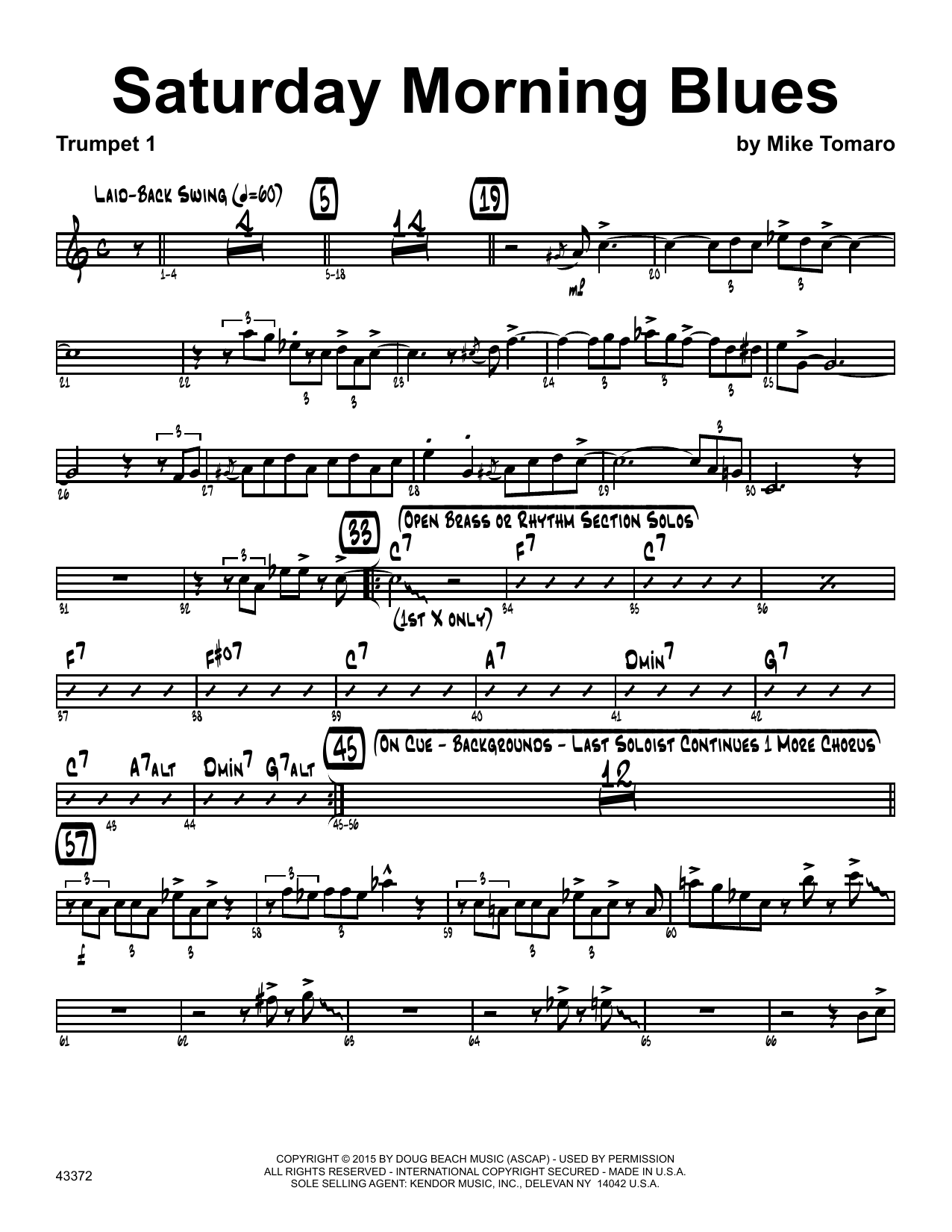 Download Mike Tomaro Saturday Morning Blues - 1st Bb Trumpet Sheet Music