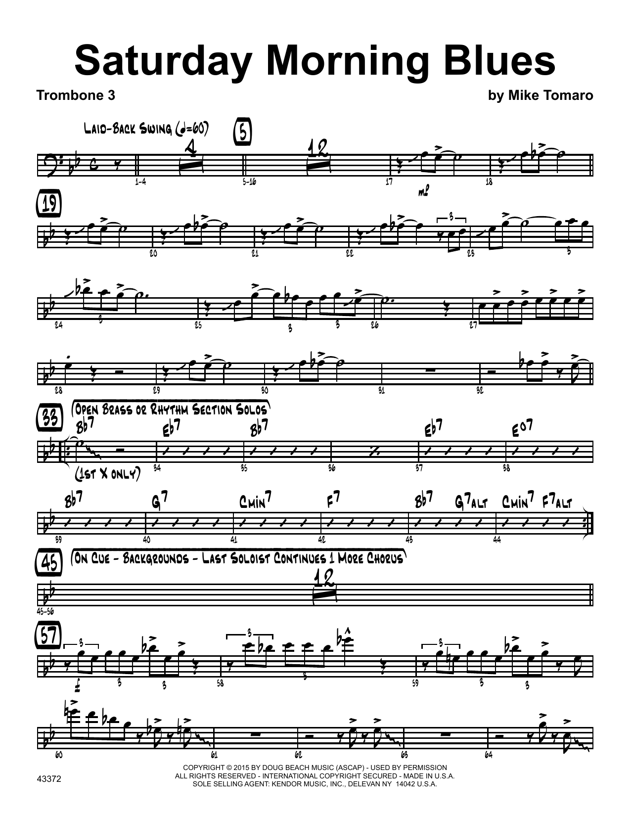 Download Mike Tomaro Saturday Morning Blues - 3rd Trombone Sheet Music