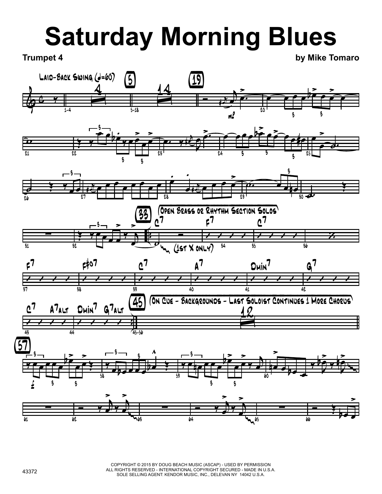 Download Mike Tomaro Saturday Morning Blues - 4th Bb Trumpet Sheet Music