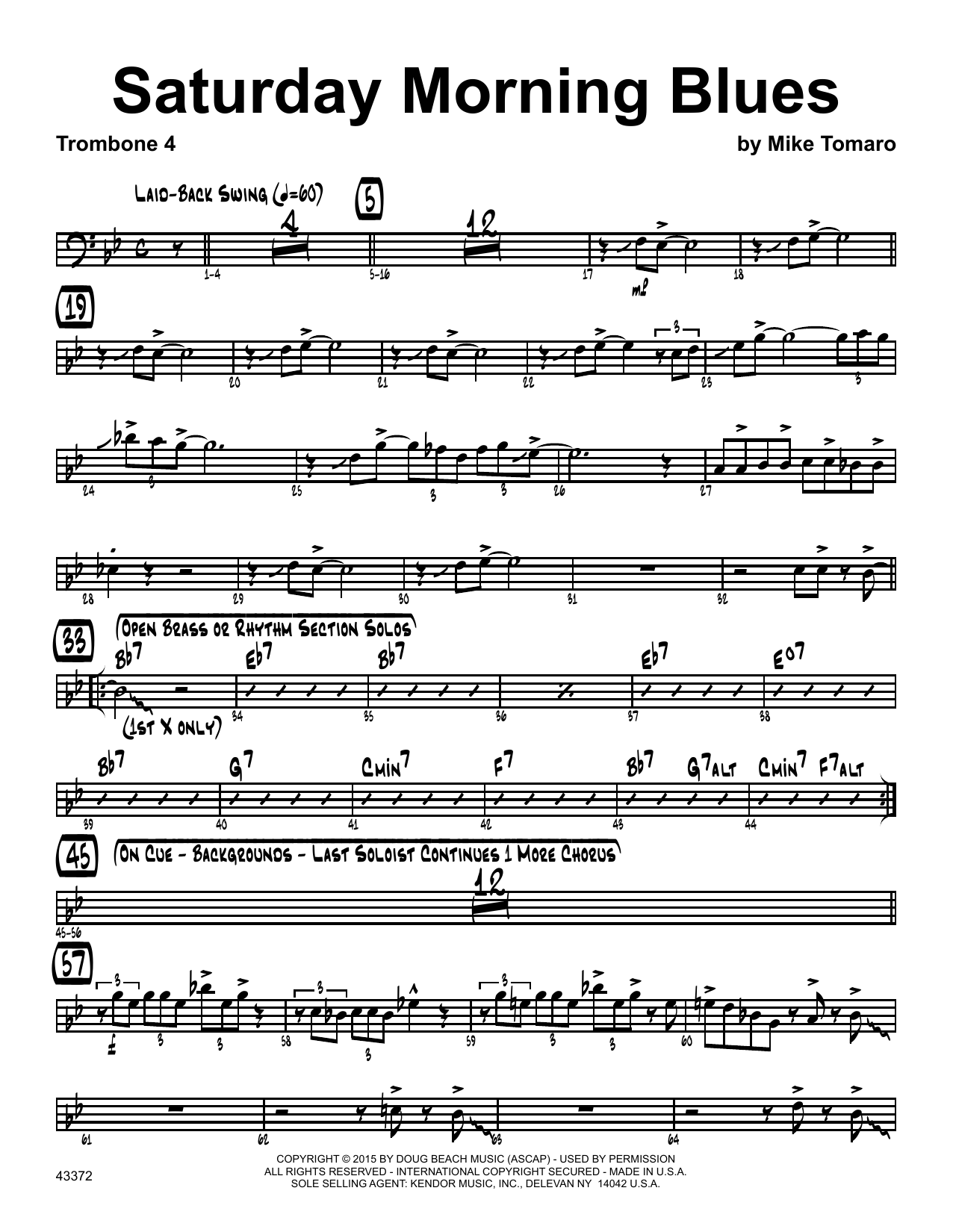 Download Mike Tomaro Saturday Morning Blues - 4th Trombone Sheet Music