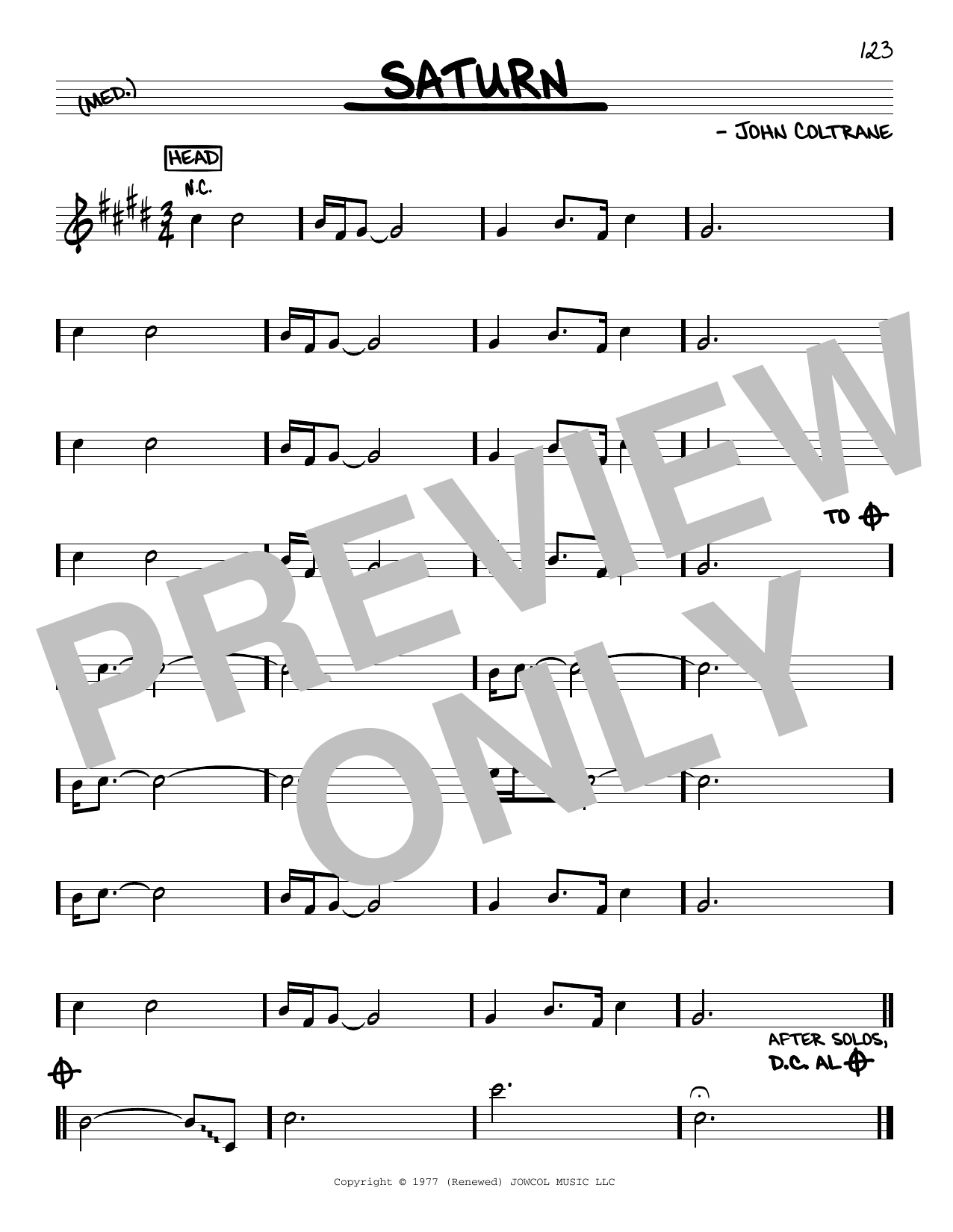 Download John Coltrane Saturn Sheet Music