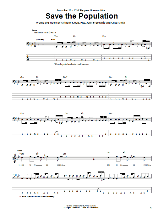 Download Red Hot Chili Peppers Save The Population Sheet Music