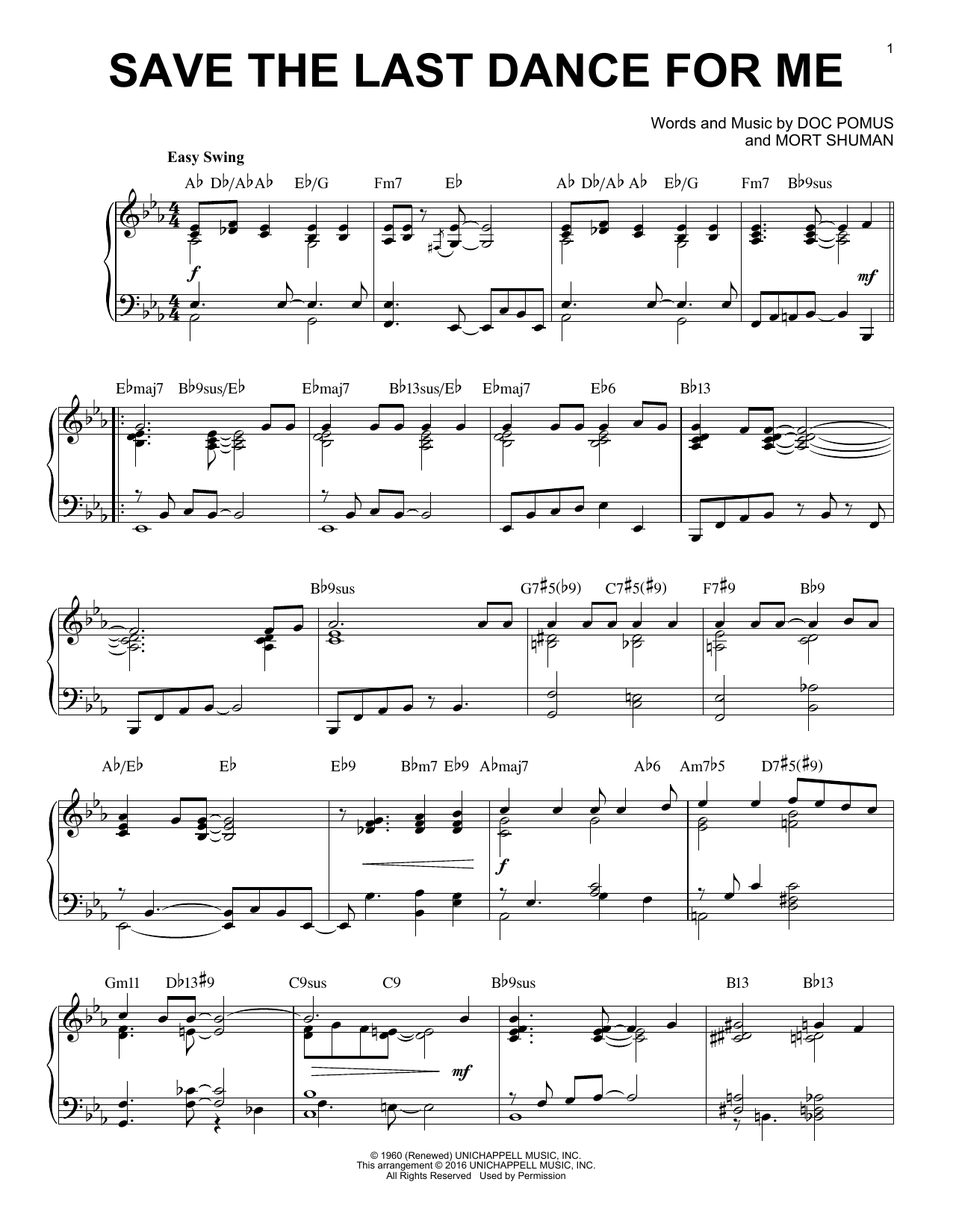 Download The Drifters Save The Last Dance For Me [Jazz versio Sheet Music