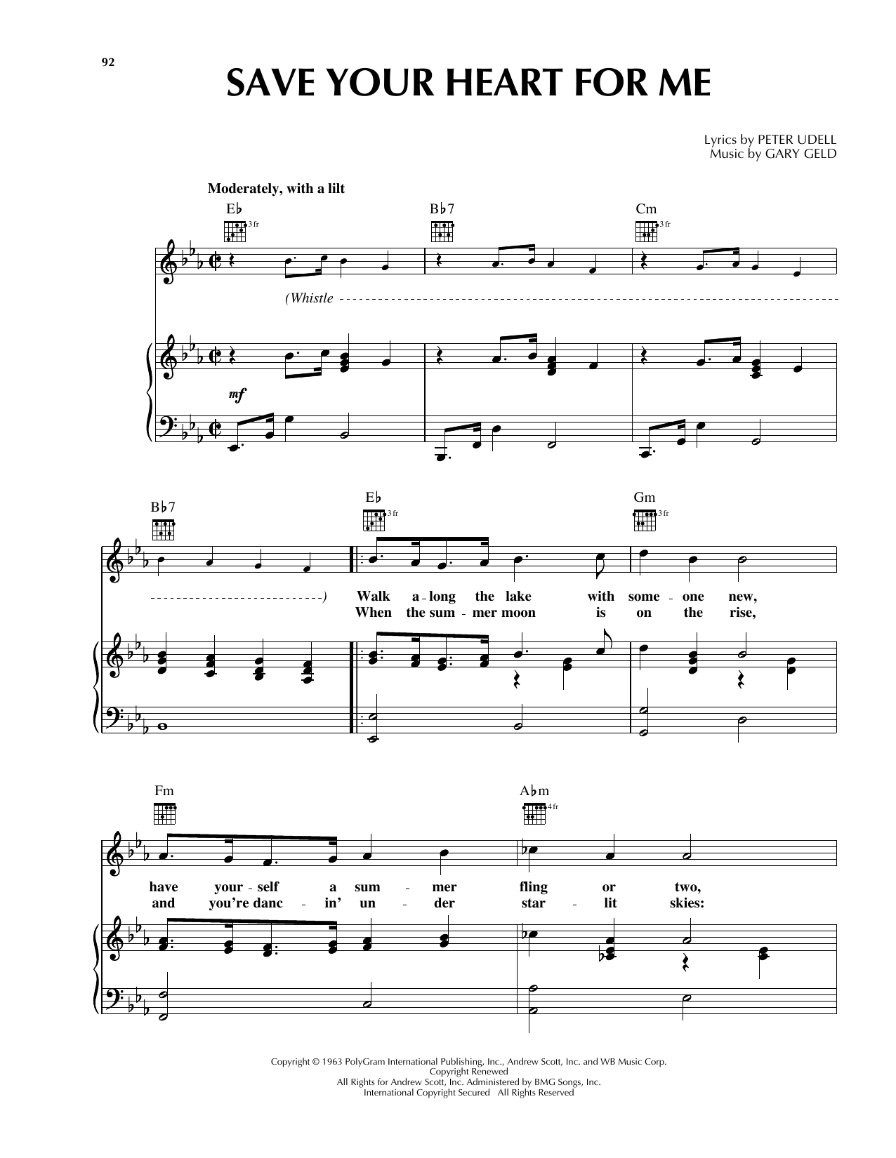 Download Gary Lewis & The Playboys Save Your Heart For Me Sheet Music