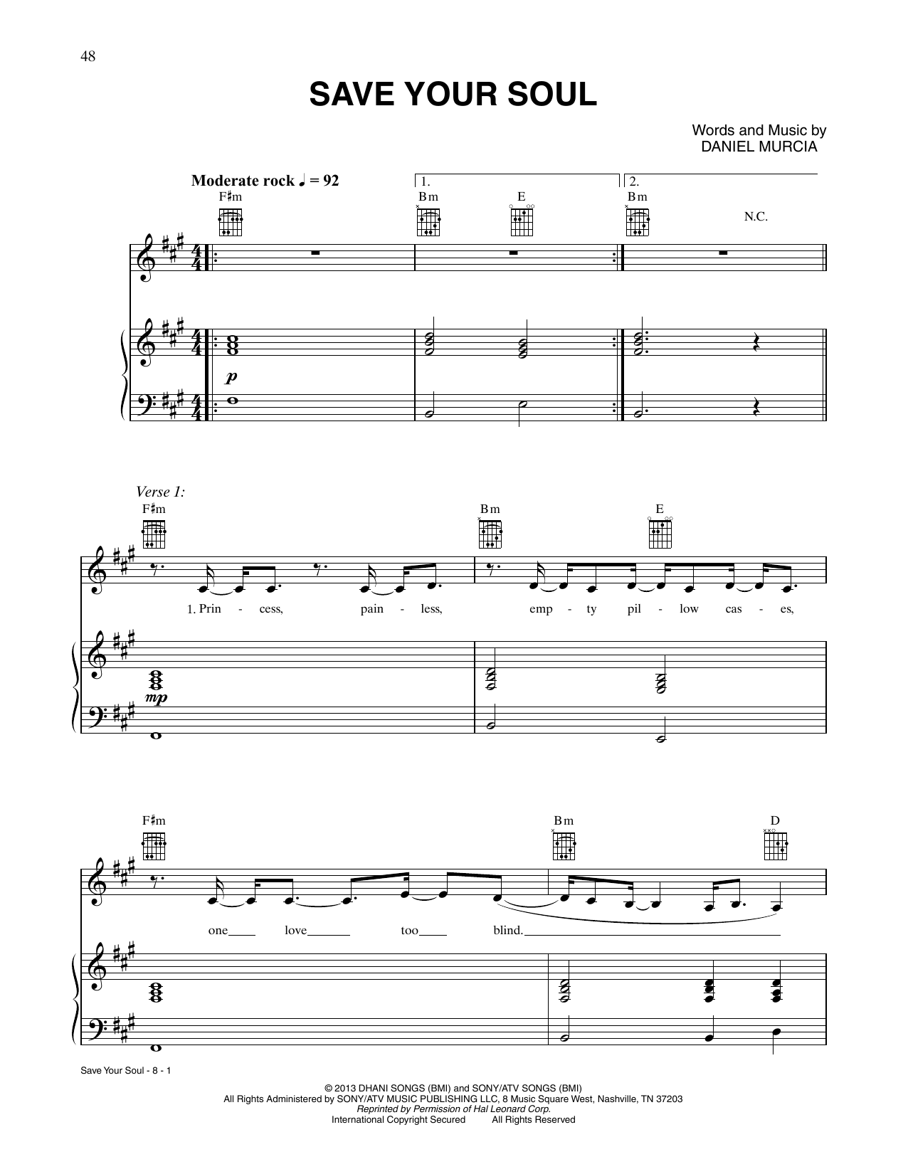 CÉLINE DION Save Your Soul sheet music notes printable PDF score