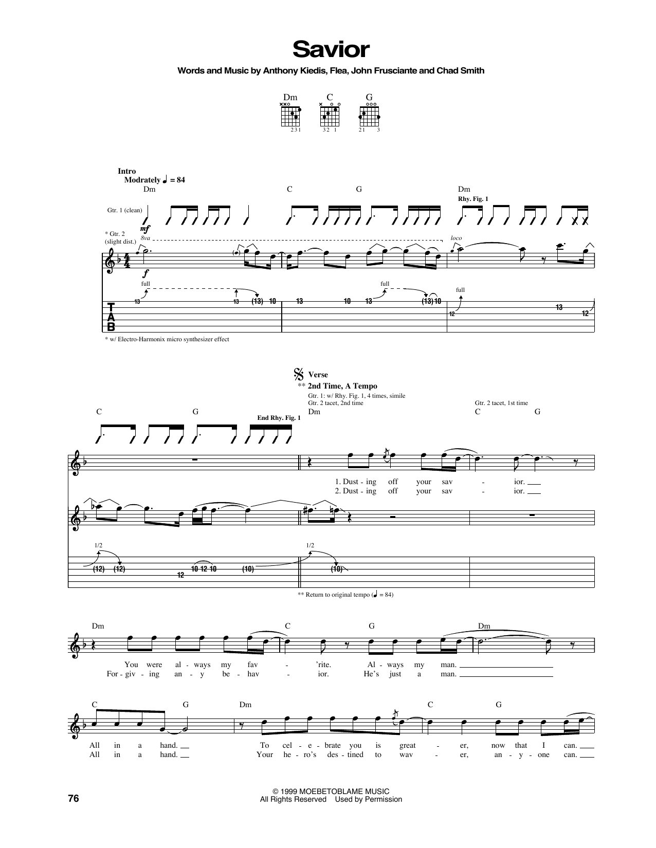 Download Red Hot Chili Peppers Savior Sheet Music