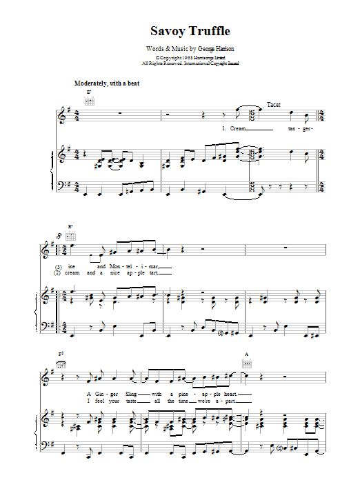 The Beatles Savoy Truffle sheet music notes printable PDF score