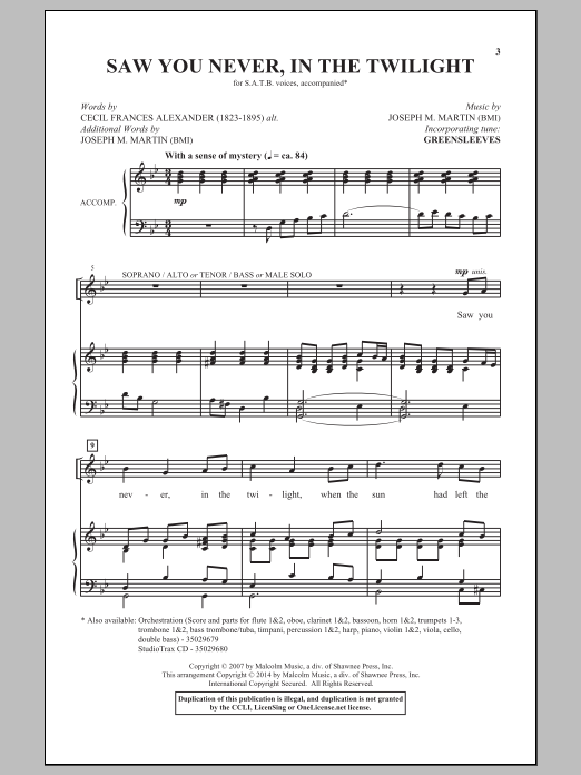 Download Joseph M. Martin Saw You Never, In The Twilight Sheet Music