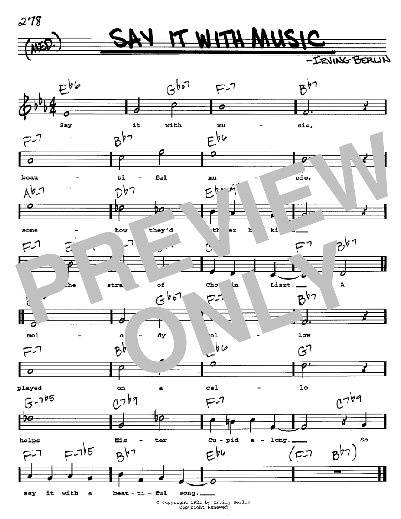 Download Irving Berlin Say It With Music Sheet Music