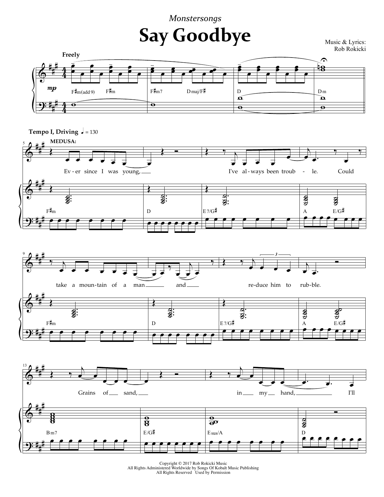 Download Rob Rokicki Say Goodbye (from Monstersongs) Sheet Music
