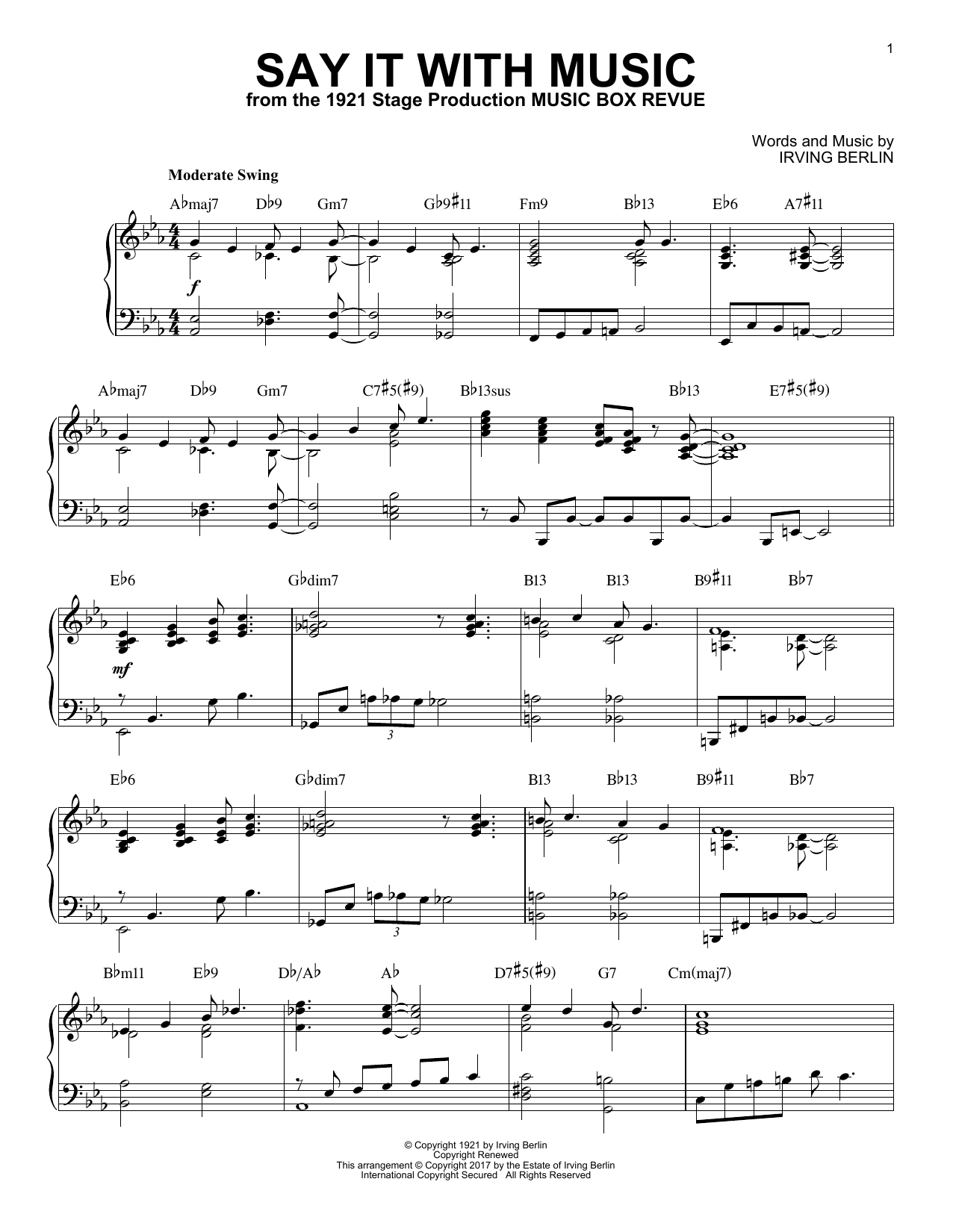 Download Irving Berlin Say It With Music [Jazz version] Sheet Music