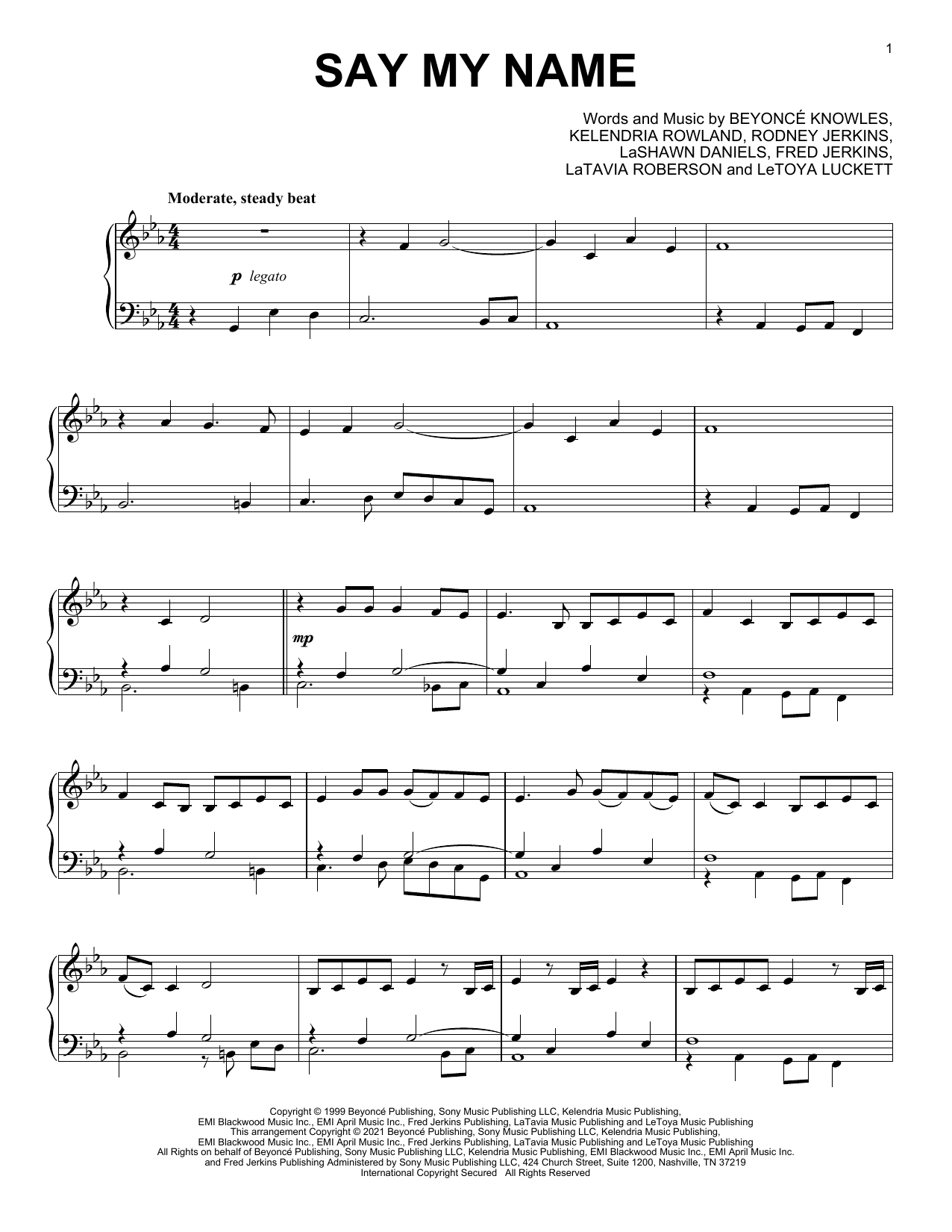 Download Destiny's Child Say My Name [Classical version] Sheet Music