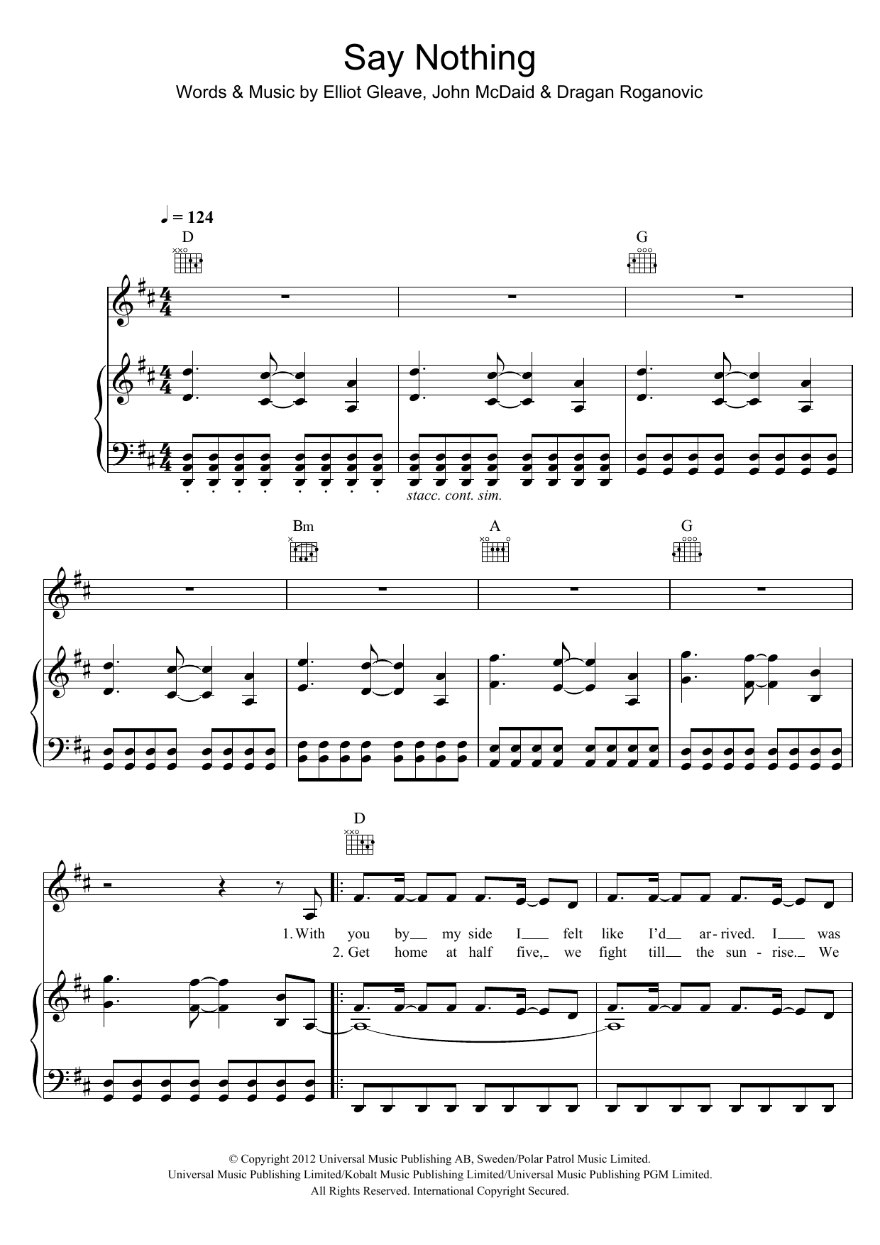 Download Example Say Nothing Sheet Music