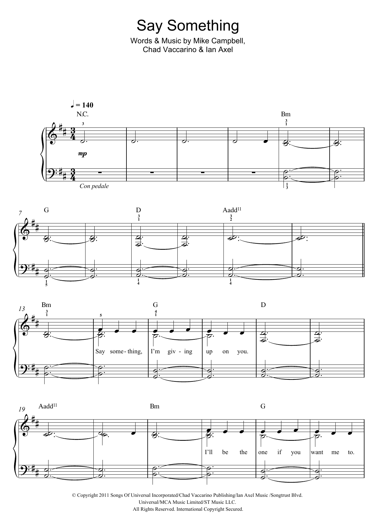 Download A Great Big World and Christina Agui Say Something Sheet Music