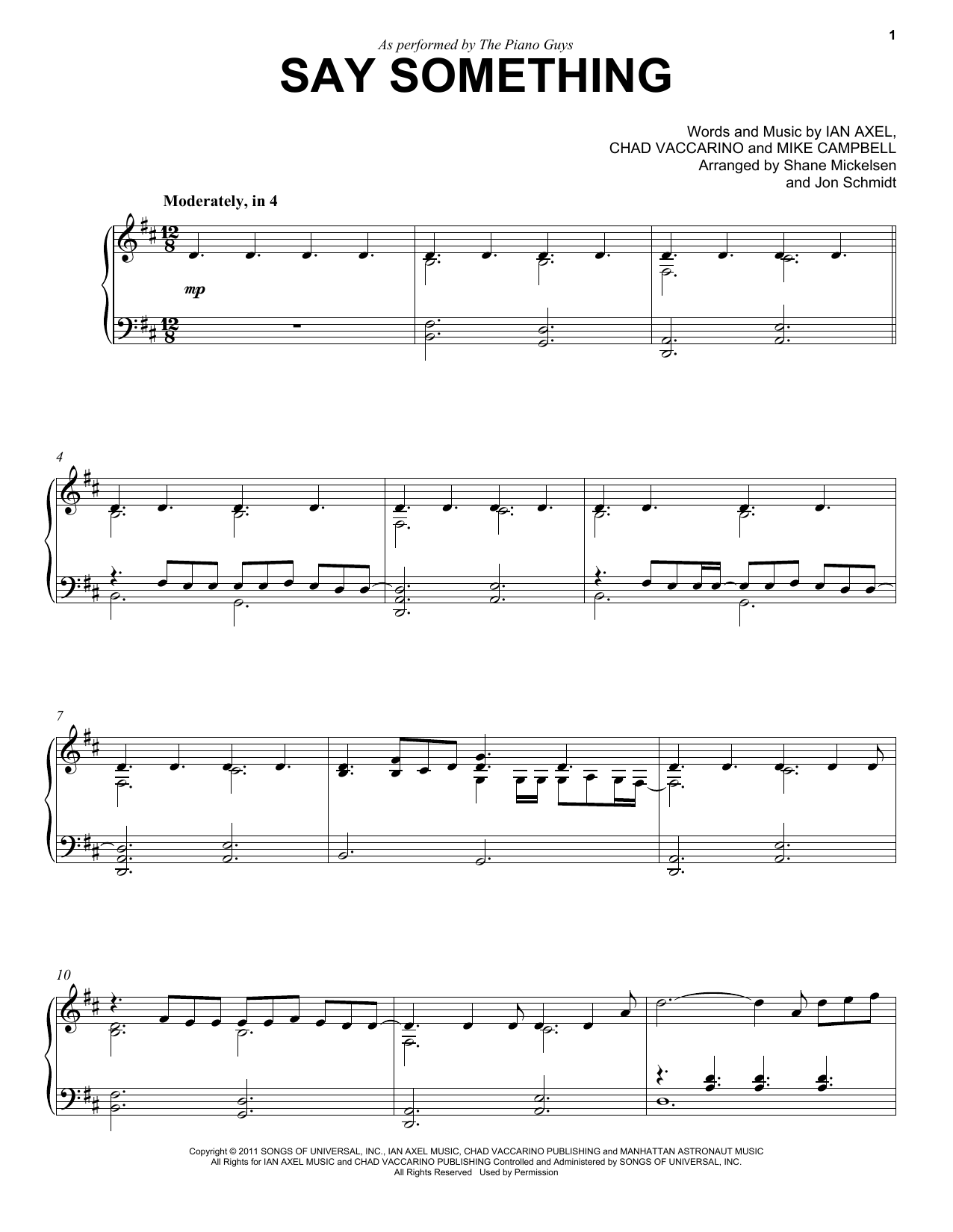 Download The Piano Guys Say Something Sheet Music