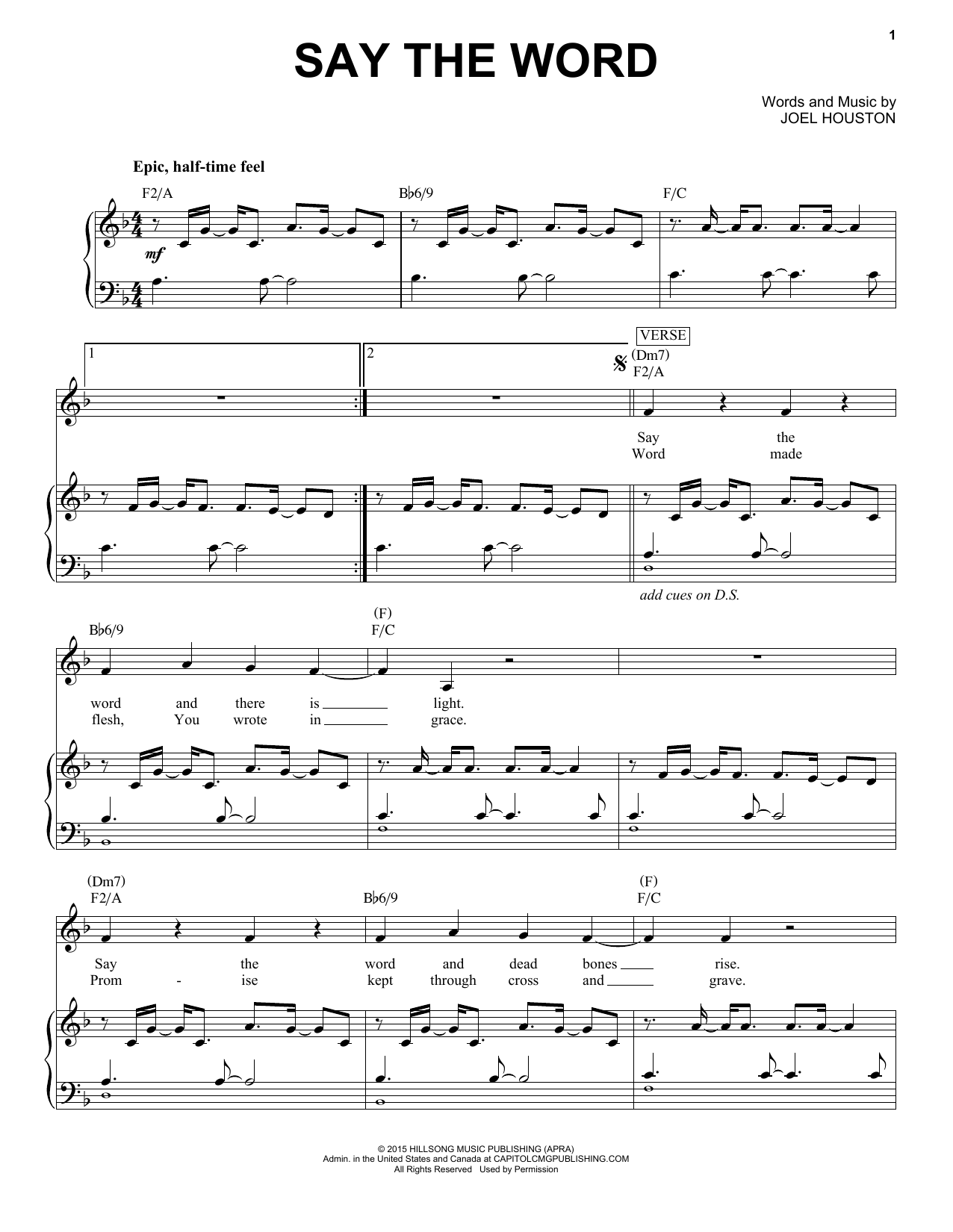 Download Hillsong United Say The Word Sheet Music