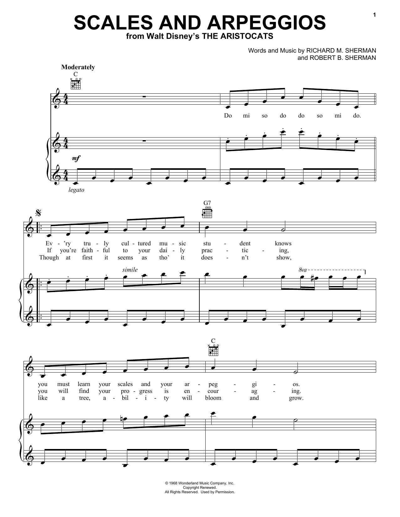 Sherman Brothers Scales And Arpeggios sheet music notes printable PDF score
