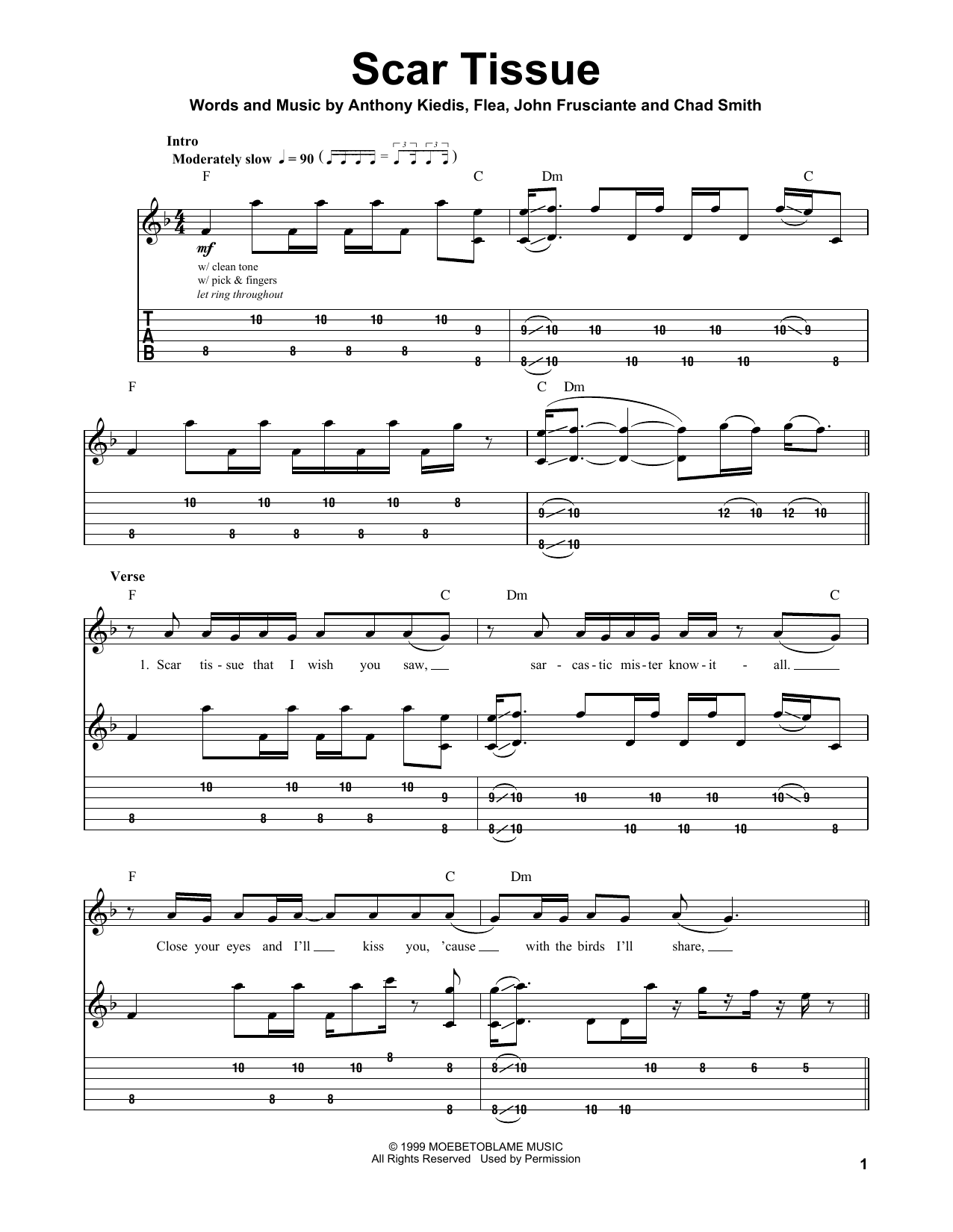 Download Red Hot Chili Peppers Scar Tissue Sheet Music