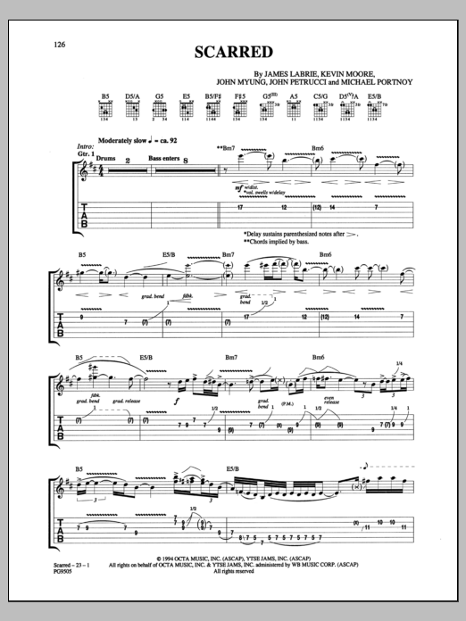 Download Dream Theater Scarred Sheet Music