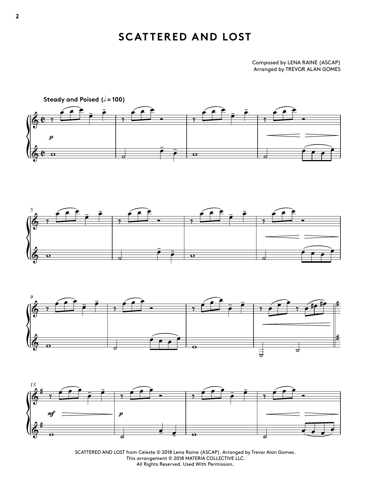 Download Lena Raine Scattered And Lost (from Celeste Piano Sheet Music