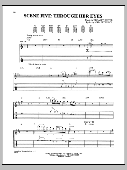 Download Dream Theater Scene Five: Through Her Eyes Sheet Music