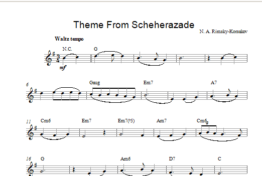 Download Nikolai Rimsky-Korsakov Theme from Scheherazade Sheet Music