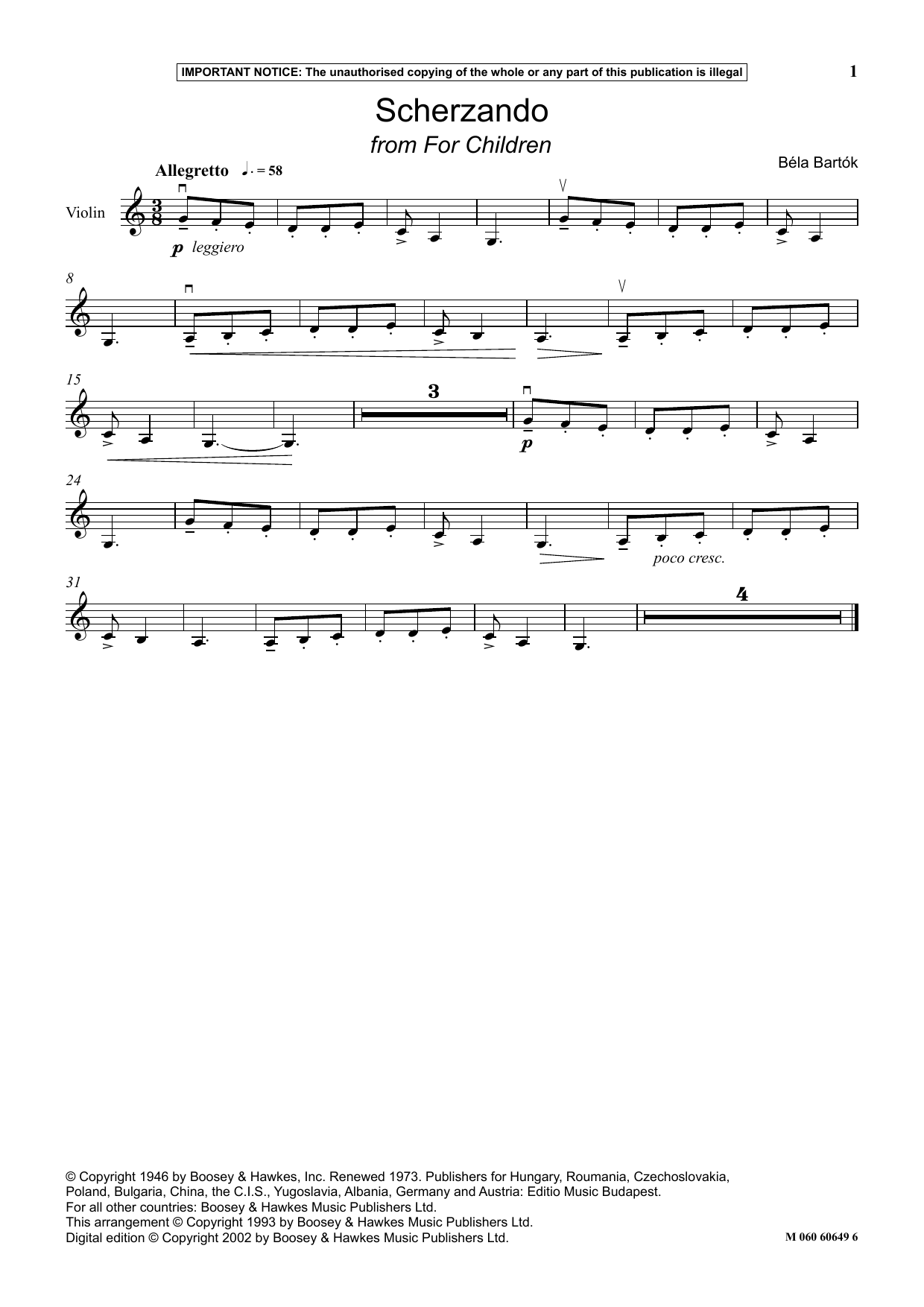 Download Béla Bartók Scherzando (from For Children) Sheet Music