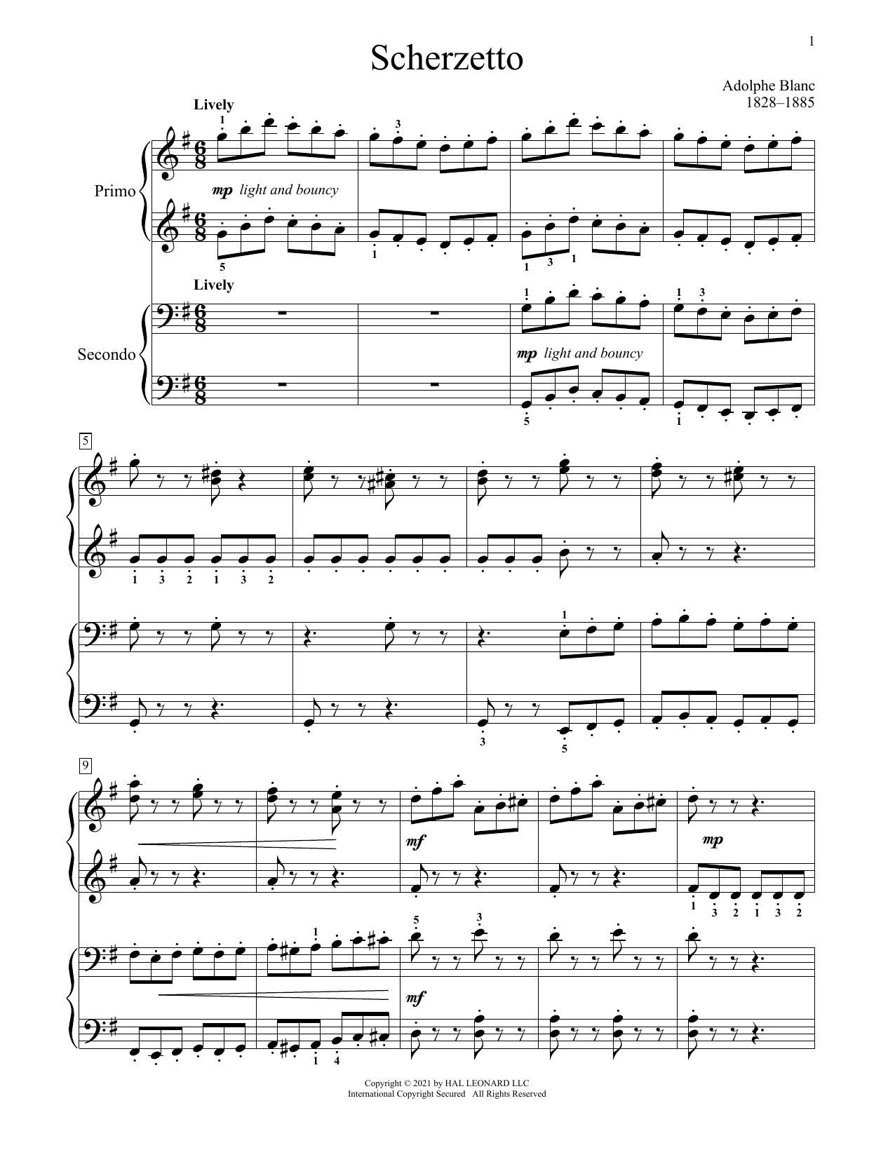 Download Adolphe Blanc Scherzetto Sheet Music