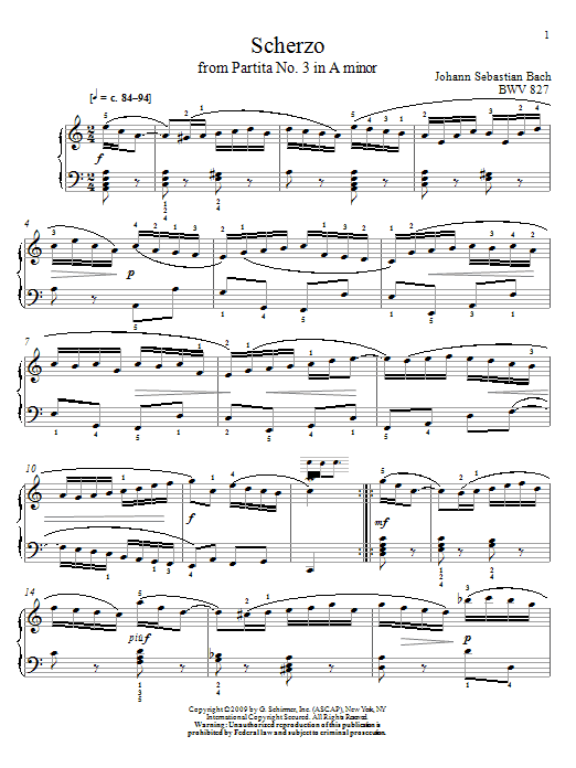 Download Johann Sebastian Bach Scherzo, BWV 827 Sheet Music