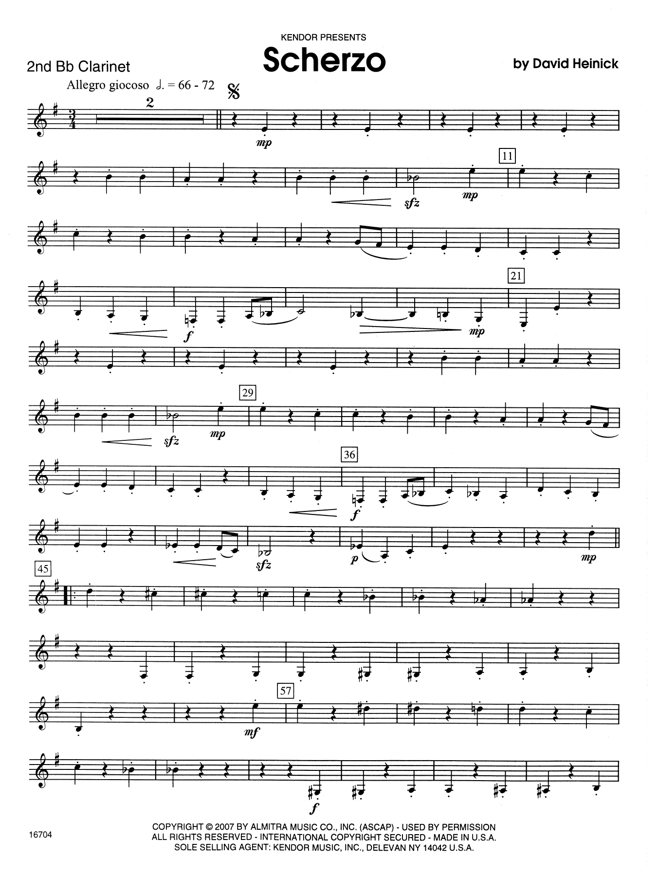Download David Heinick Scherzo - 2nd Bb Clarinet Sheet Music