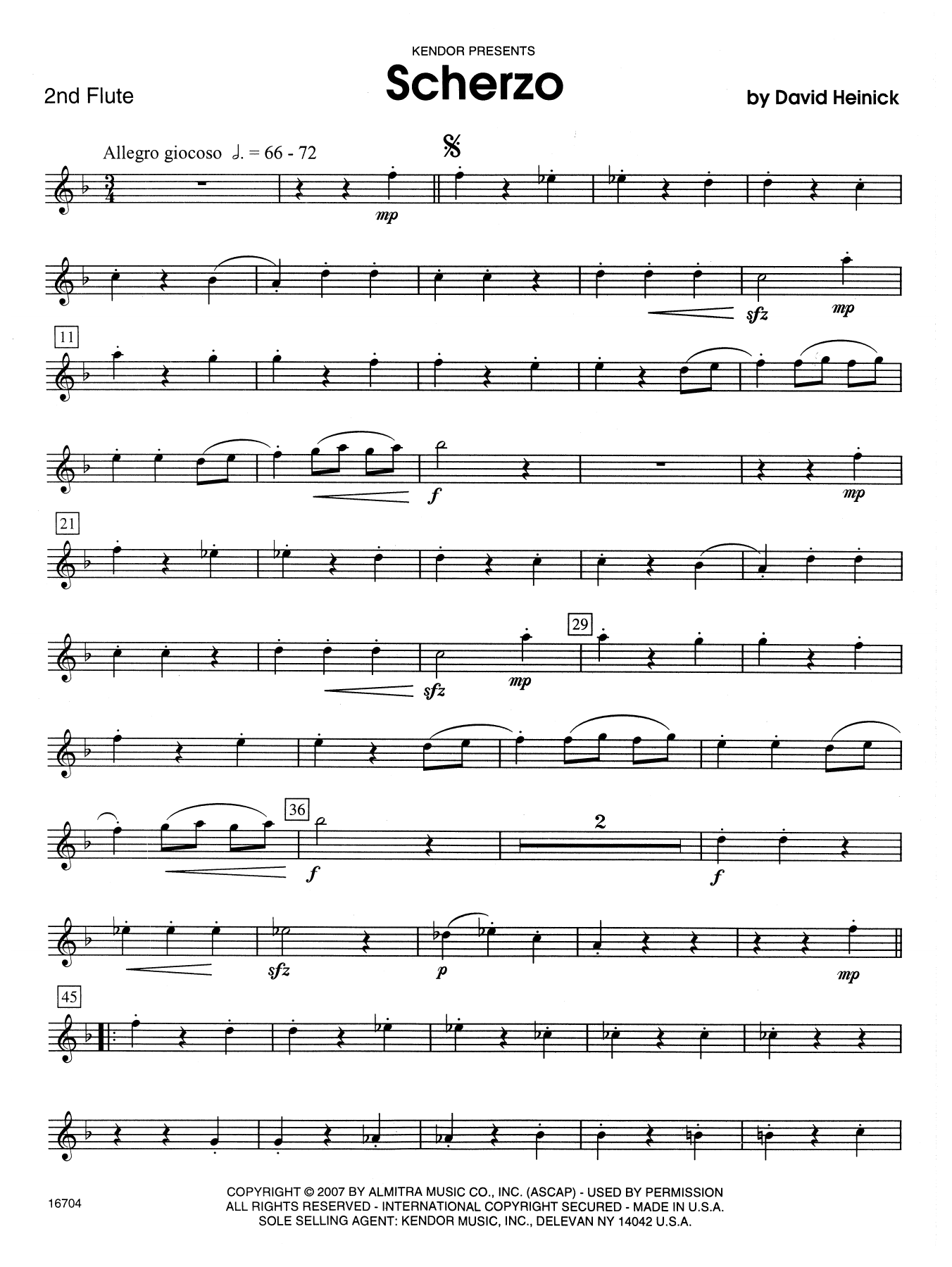 Download David Heinick Scherzo - 2nd Flute Sheet Music