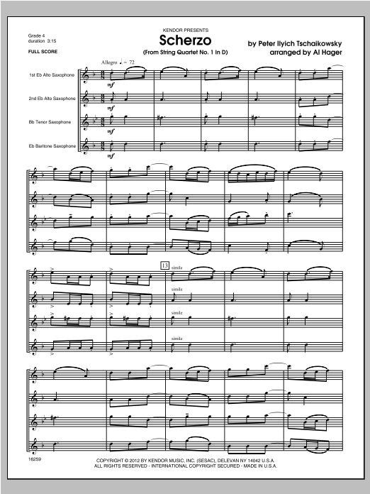 Download Hager Scherzo (from String QuartetNo. 1 In D) Sheet Music