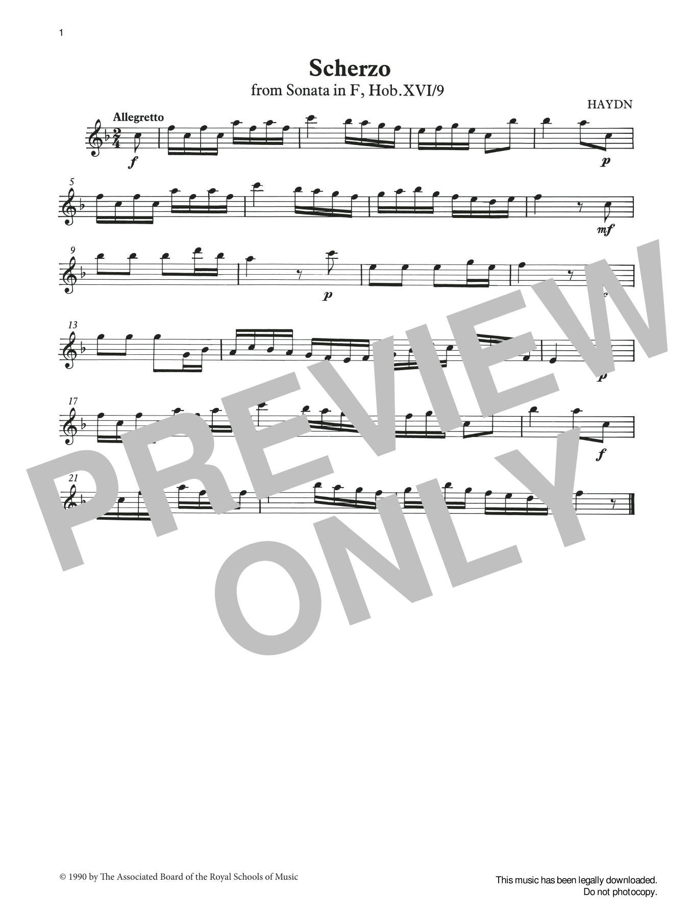 Download Joseph Haydn Scherzo (score & part) from Graded Musi Sheet Music