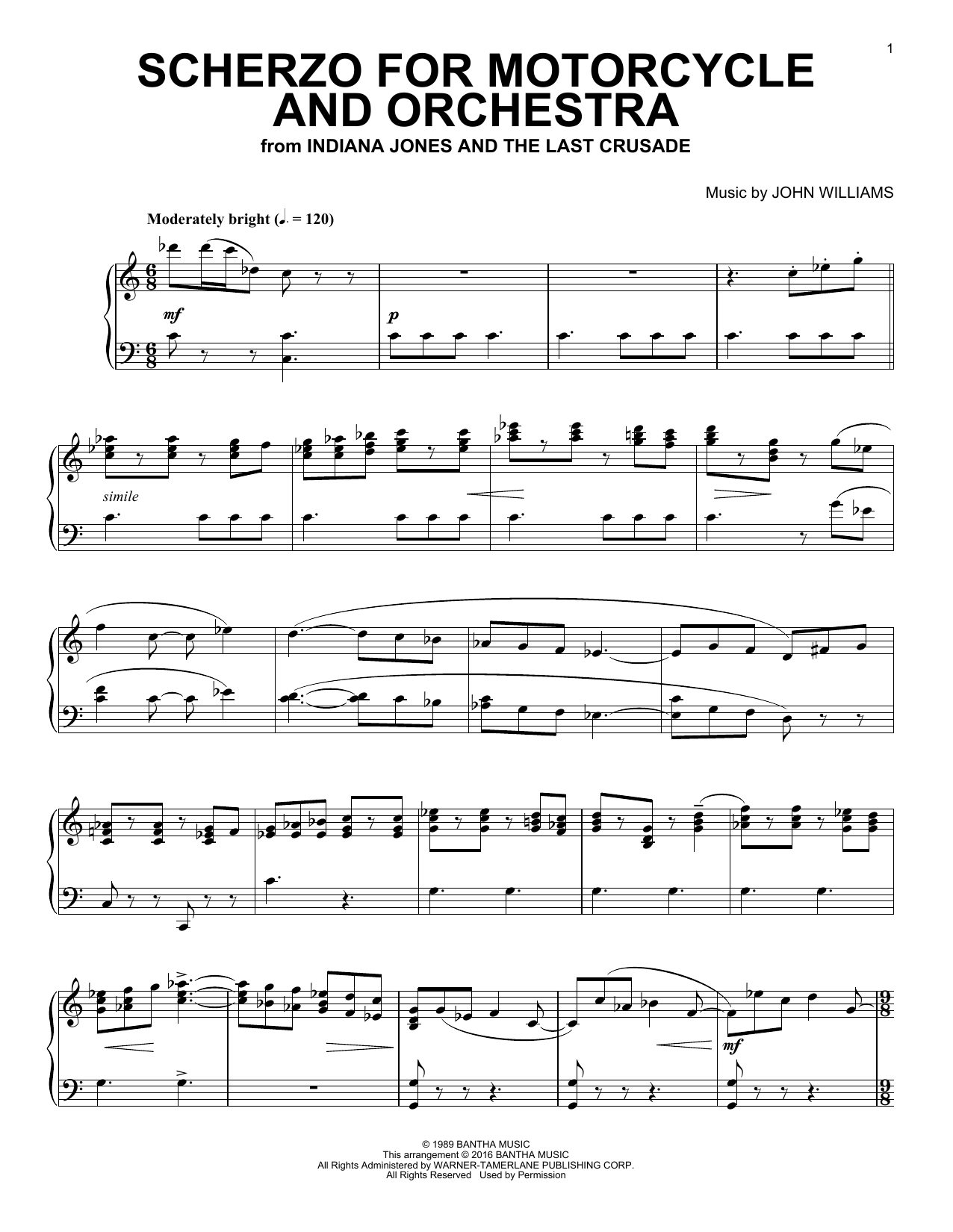 Download John Williams Scherzo For Motorcycle And Orchestra Sheet Music
