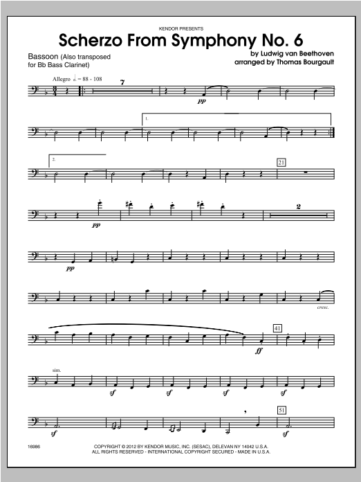 Download Bourgault Scherzo From Symphony No. 6 - Bassoon Sheet Music