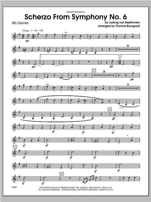 Download Bourgault Scherzo From Symphony No. 6 - Clarinet Sheet Music