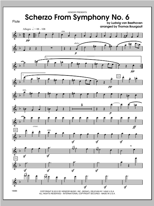 Download Bourgault Scherzo From Symphony No. 6 - Flute Sheet Music