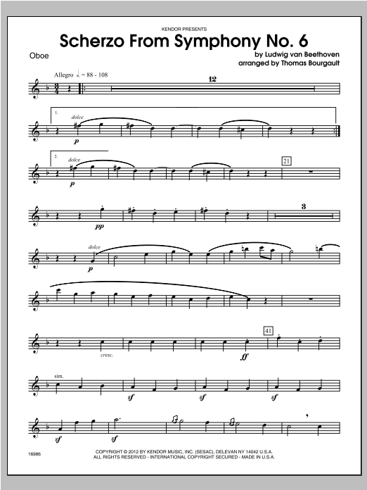 Download Bourgault Scherzo From Symphony No. 6 - Oboe Sheet Music