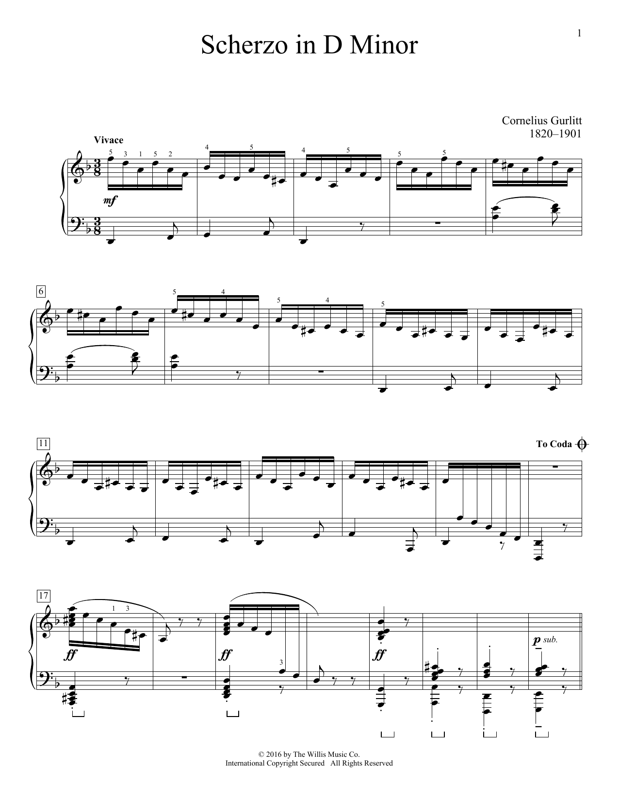 Download Cornelius Gurlitt Scherzo In D Minor Sheet Music