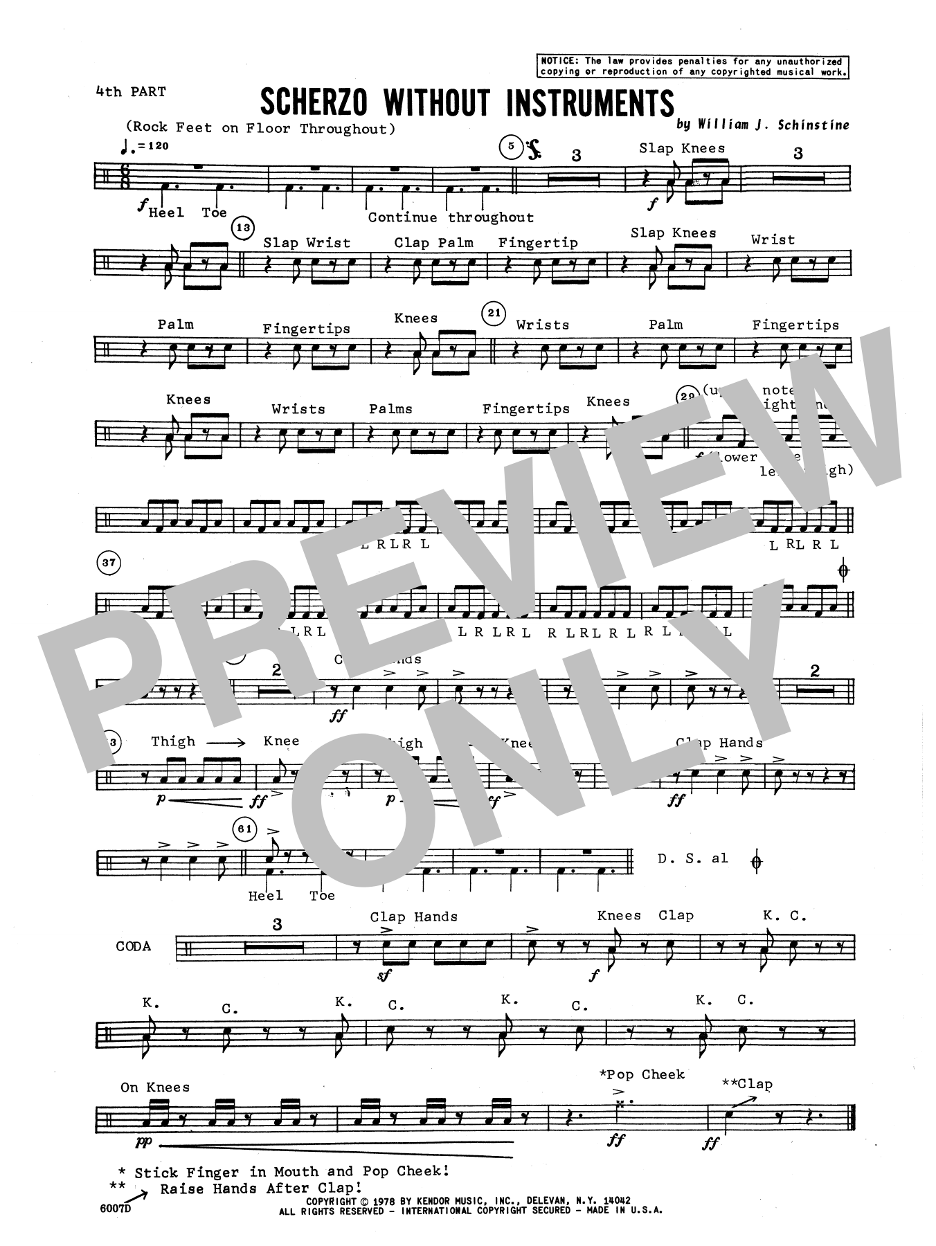 Download William Schinstine Scherzo Without Instruments - Percussio Sheet Music
