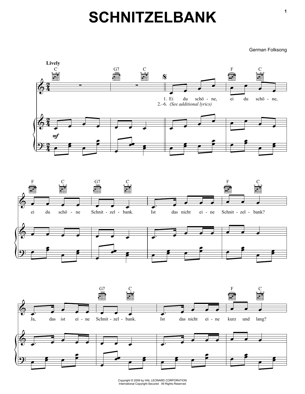 Download German Folk Song Schnitzelbank Sheet Music