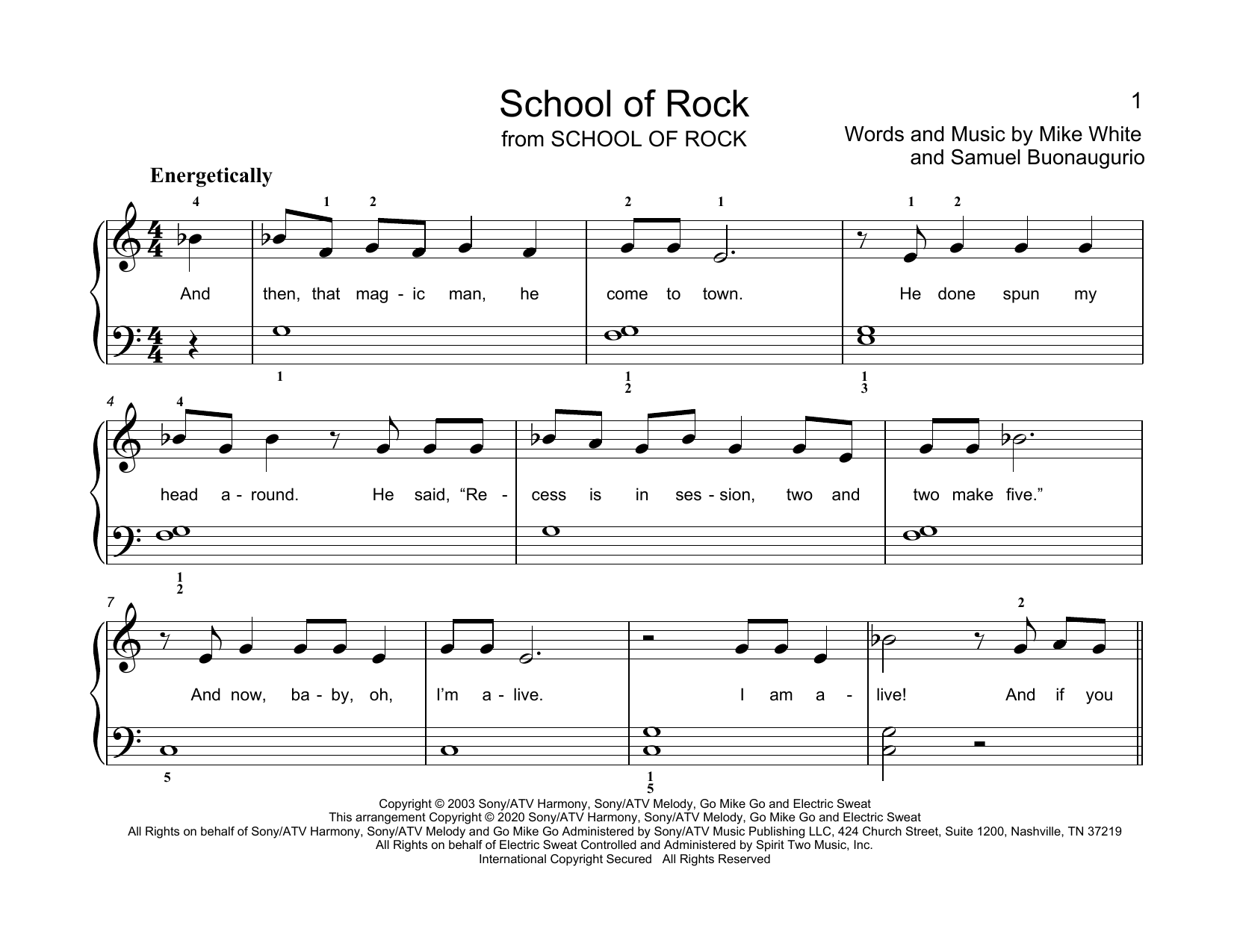 Download Mike White & Samuel Buonaugurio School Of Rock (arr. Christopher Hussey Sheet Music