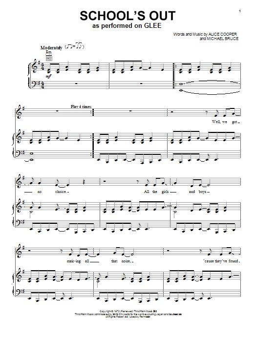 Download Glee Cast School's Out Sheet Music