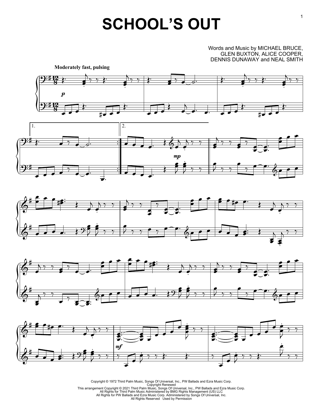 Download Alice Cooper School's Out [Classical version] (arr. Sheet Music