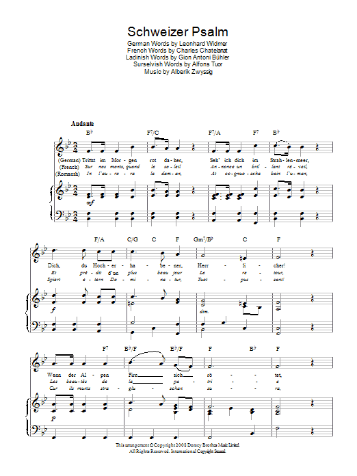 Download Alberik Zwyssig Schweizer Psalm (Swiss National Anthem) Sheet Music