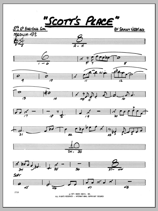Download Sammy Nestico Scott's Place - Eb Baritone Sax Sheet Music