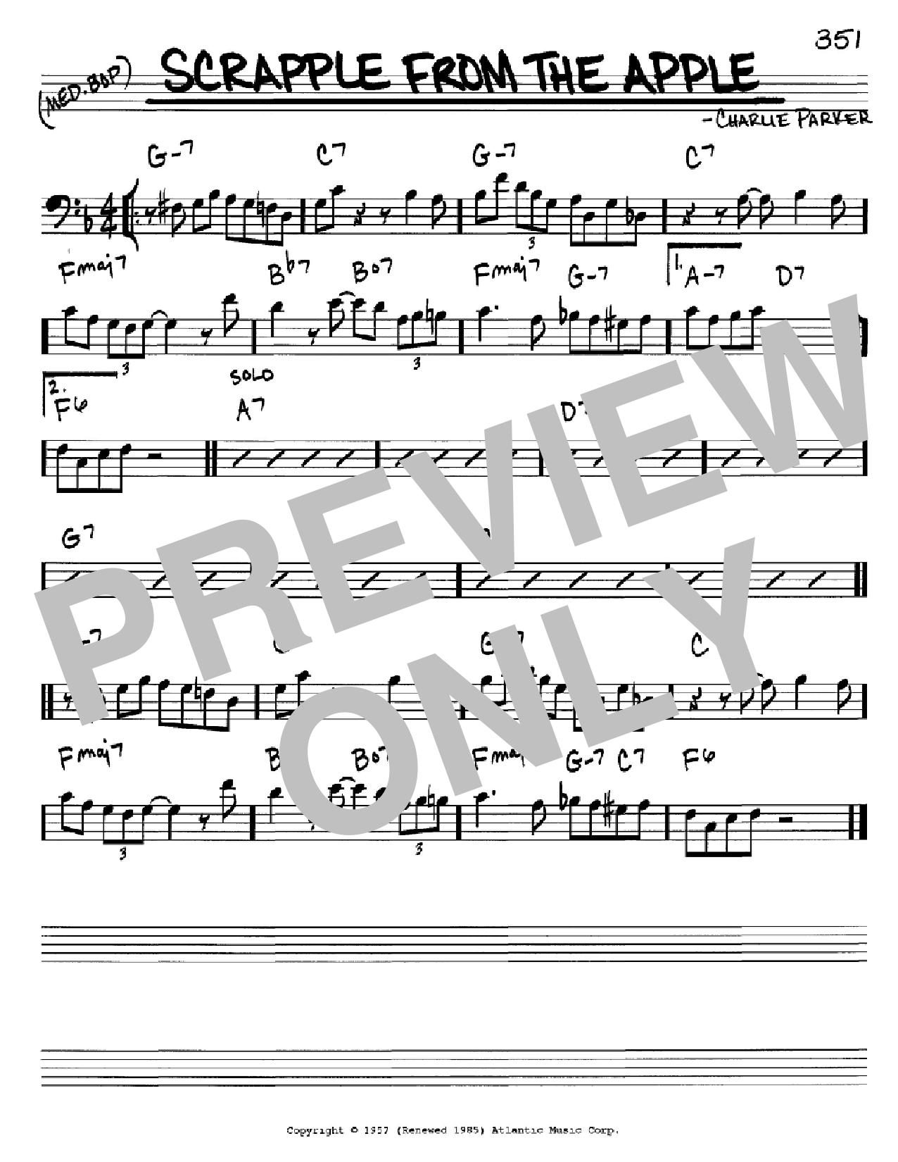 Download Charlie Parker Scrapple From The Apple Sheet Music