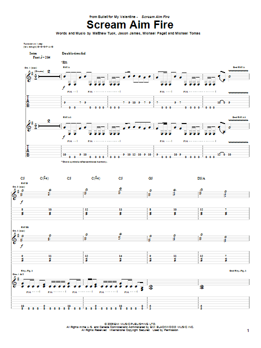 Download Bullet for My Valentine Scream Aim Fire Sheet Music